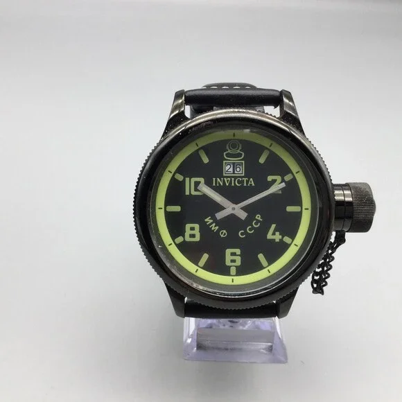 Invicta Russian Diver Mens 52mm Watch Black Dial Date Model 4338 New Battery